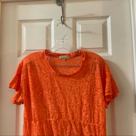 Democracy Orange Burnout Ruffle Short Sleeve tee S - Picture 5 of 7